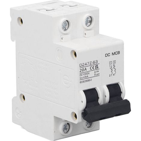 1000 V, 20 A Dc-doppelpol-leistungsschalter – Überlastschutz – Elektromagnetische Auslösung – Din-schienenmontage – Pv 2 P