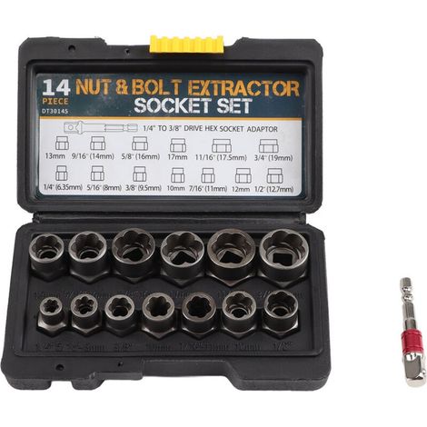 Satz Mit 14 Muttern- Und Schraubenausdrehern, Aus Cr-v-stahl, 3/8"-antrieb, Für Kfz-reparaturen, Naturfarben