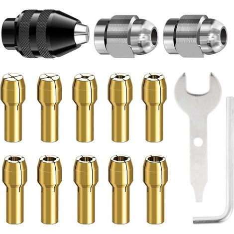 Satz Von 15 Dremel-kompatiblen Spannfuttern, Zubehör Für Rotationswerkzeuge, Von 0,8 Mm Bis 3,2 Mm, Zum Ersetzen Des Schnellwechsel-spannfutters 4486 Und Der Messing-spannzange 4485 Mit Metallmutter.