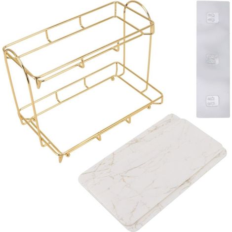 Badezimmer-regal, Weißgold, 2-stöckiges Schminkregal, Ergonomische Form, Rutschfester Organizer Für Die Arbeitsplatte S