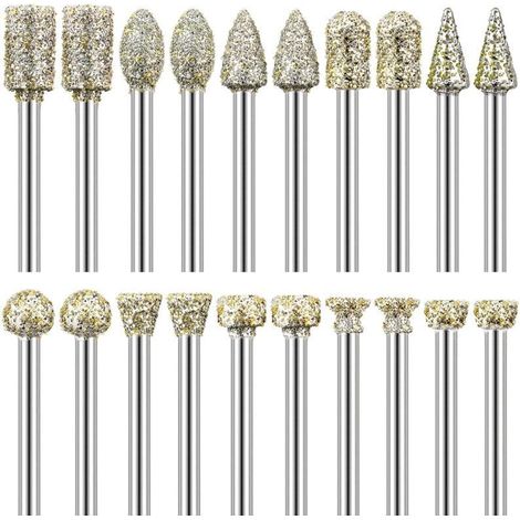 Diamantfräser, 20er-set, 3,2 Mm (1/8") Schaft, Kompatibel Mit Dremel Zum Schnitzen, Heimwerken, Schleifen, Polieren Und Gravieren.