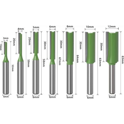 Set Mit 7 Professionellen Holzfräsern (3 Bis 12 Mm) – 6 Mm Doppelnut-schaft – Für Oberfräsen Und Holzbearbeitung