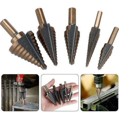 5-teiliges Stufenbohrer-set Für Metall – Hss-titan-kegelbohrer 5–35 Mm – Für Stahl, Holz, Messing, Aluminium, Pvc – Sauberes Und Schnelles Schneiden