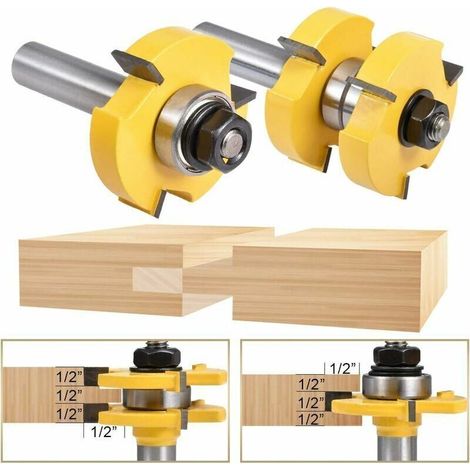 Set Mit 3-schneidigen T-förmigen Nut- Und Federfräsern Für Die Holzbearbeitung (2 Stück/set, Schaftdurchmesser: 12,7 Mm)