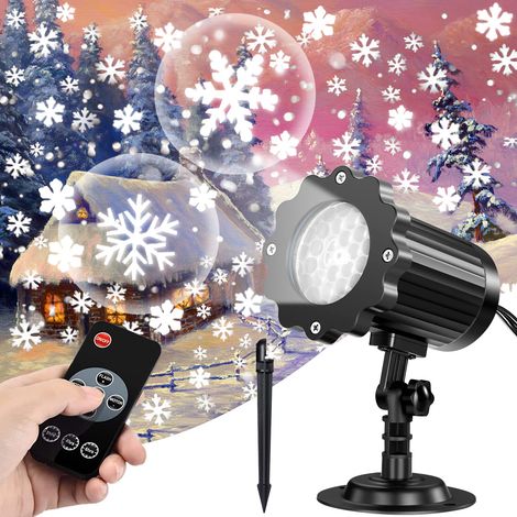 Ip65 Led-schneeflockenprojektor – Wasserdicht Mit Fernbedienung – Projiziert Bis Zu 20 M² – 3 Geschwindigkeitsstufen – Sorgt Für Stimmungsvolle Weihnachtsbeleuchtung Im Freien