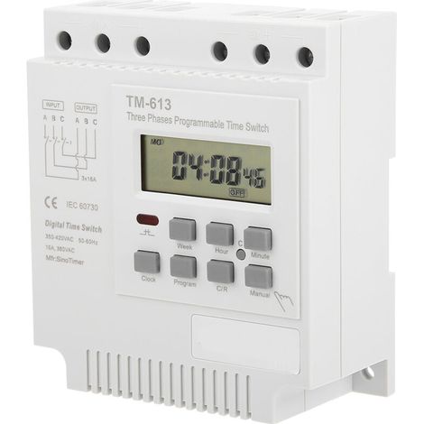 Dreiphasiger Digitaler 380-v-zeitschalter – Wöchentlich Programmierbar, 16 A – 180 Tage Fehlerspeicher – Einfache Installation – Tm-163