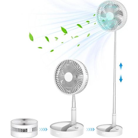 2-in-1 Faltbarer Standventilator – Usb-aufladbar, 7200 Mah Akku – 4 Geschwindigkeitsstufen – Leise – 20 Stunden Akkulaufzeit – Leistungsstarker Motor
