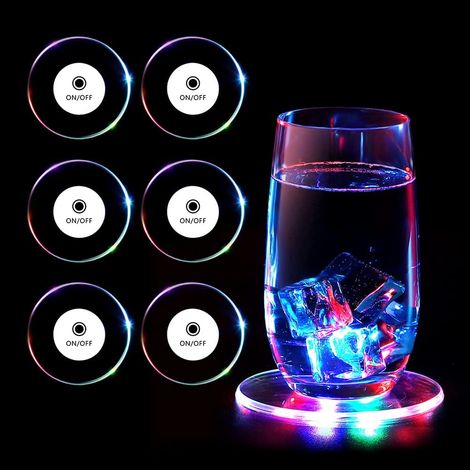 Led-leuchtuntersetzer 10 Cm – 6er-set Transparente Runde Untersetzer – 3 Farbenfrohe Beleuchtungsmodi Für Partys Und Bars – Lichteffekt X