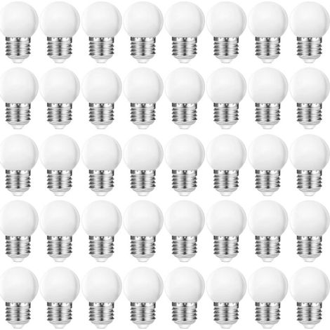 E27 G45 Led-lampen, Warmweiß (2700 K), 3 W, Matte Kunststoffabdeckung, Lichterkette, E27 Für Den Innen- Und Außenbereich, Nicht Dimmbar, 40 Stück [energieklasse]