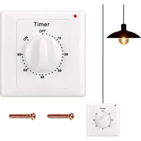 Countdown-timer: 60-minuten-schalter Mit Timer, Wasserdicht, Für Die Installation In Badezimmer, Ventilator Oder Beleuchtung Ist Bohren Erforderlich.