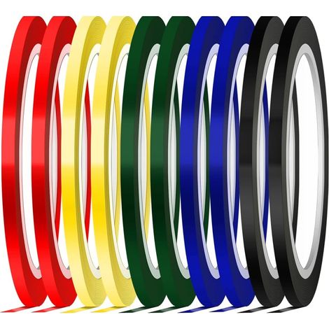 Markierungsband, 5 Farben, Selbstklebendes Band, 3 Mm Breit, Grafikband, Farbiges Klebeband (10 Stück)