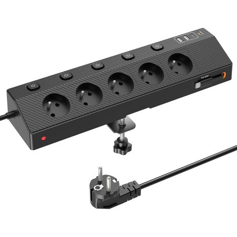 Steckdosenleiste Mit 5 Ac-steckdosen, 5 Usb-anschlüssen, Einzelschaltern Und Überspannungsschutz, Für Büro Und Zuhause