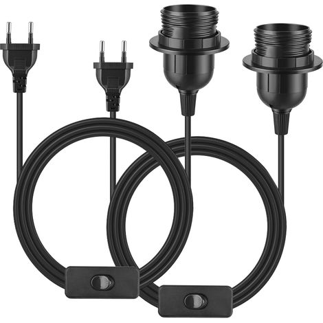 Set Mit 2 E27-steckdosen, Integriertem Schalter, 3,5 M Kabel, Zur Verwendung Im Wohnzimmer Und In Der Küche