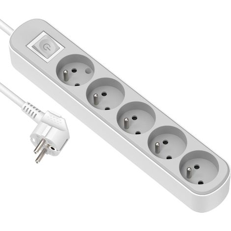 Steckdosenleiste Mit 5 Steckdosen, Integriertem Schalter, 3 M Kabel, Wandmontage, Für Den Heimgebrauch