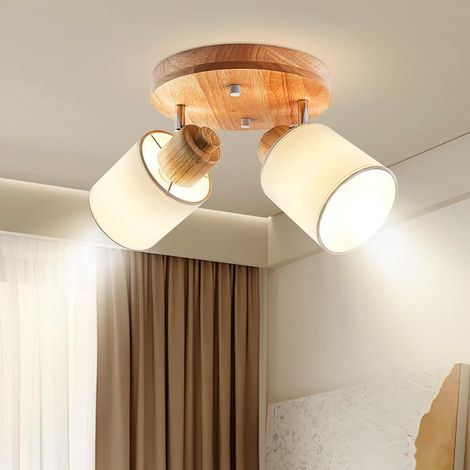 Verstellbare Strahler, Runde Holz-deckenleuchte E14, Retro-beleuchtung Für Wohnzimmer, Schlafzimmer, Küche