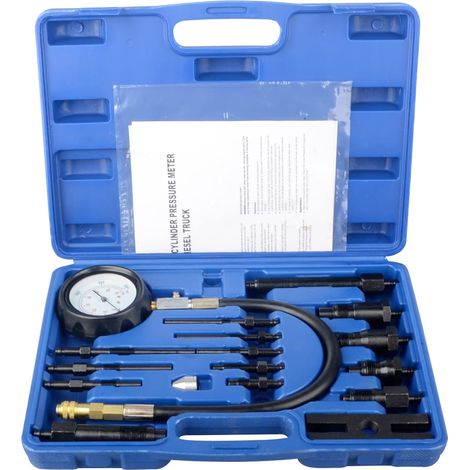 17-teiliges Kompressionsprüfset, Manometer (0-70 Bar), Einspritzdüsen- Und Zündkerzenadapter Für Pkw- Und Lkw-dieselmotoren