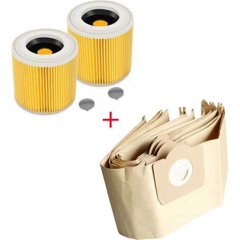 10 Staubbeutel Und 2 Filter Für Die Staubsauger Kärcher Wd3 Premium, Wd 3300 M, Wd 3200 Und Wd3500 P (art.-nr. 6959-130)