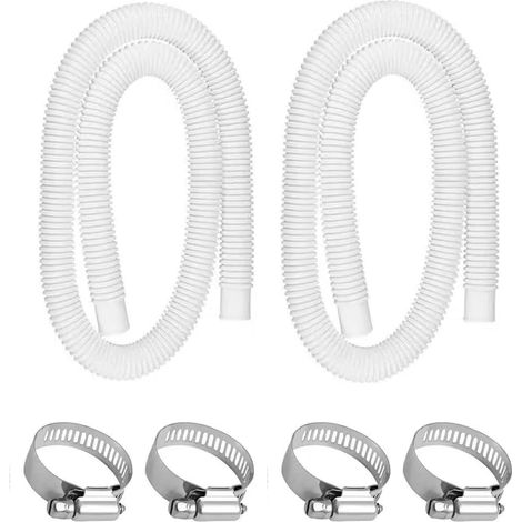 2-teiliger 32-mm-poolschlauch, Ersatzschlauch Für Poolpumpen Mit 4 Klemmen, 1,5 M/59 Zoll Filterschläuche Für Intex 330 Gph, 530 Gph Und 1000 Gph