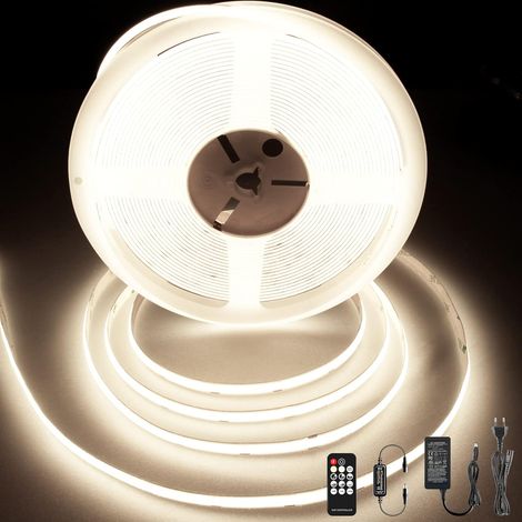 10 M Lange, Neutralweiße Led-leiste, 384 Leds/m, 24 V, 4000 K, Flexible Led-leiste Mit Fernbedienung Und Netzteil, Cri 92, 8 Mm Breite, Zuschneidbar, Cob-led-leiste Für Dekorationszwecke