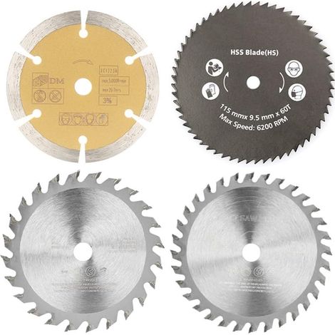 Mehrzweck-hartmetall-sägeblatt 115 X 10 Mm, 4er-packung Kunststoff-kreissägeblätter