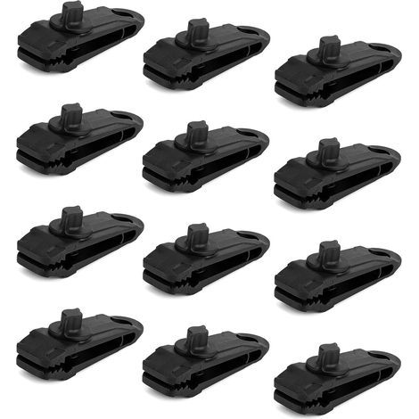 12-teiliges Set Mit Verriegelungsclips, Multifunktionale Planenclips Für Camping Und Pavillonaktivitäten (schwarz)
