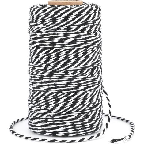 Rolle 100 M Schwarzes Und Weißes Baumwollgarn, Strapazierfähiges Seil Zum Kochen, Metzgen, Geschenkverpacken, Für Weihnachten Und Diy-dekorationen