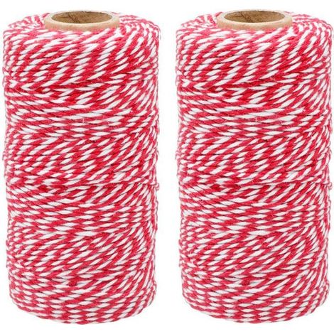 Rollen Baumwollgarn, 2 Mm, Rot Und Weiß, 200 M, Dekoratives Seil Zum Verpacken Von Weihnachtsgeschenken