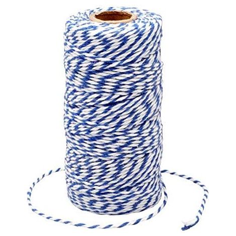 Rolle Baumwollgarn, 100 M Lang, 2 Mm Durchmesser, Dunkelblau Und Weiß, Zum Verpacken Von Weihnachtsgeschenken Und Für Bastelprojekte