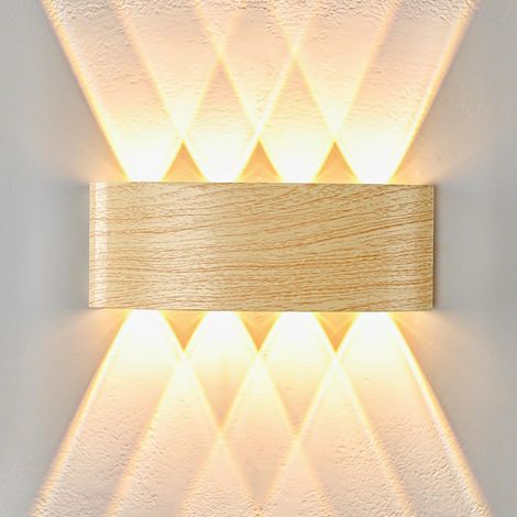 Led-wandleuchte, Holz Und Metall, 8 W, Ip65 Wasserdicht, Warmweiß 3000 K, Für Den Innen- Und Außenbereich