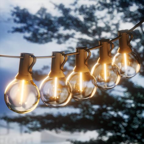 Lichterketten, 30 M Led G40, Ip44 Wasserdicht, Kunststoffbirnen, Gartenparty