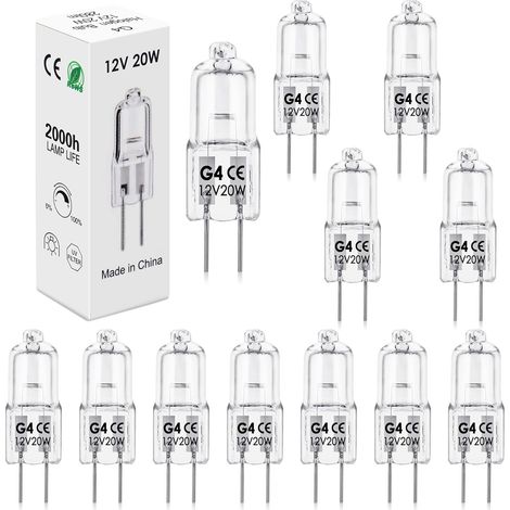 12 G4-halogenlampen, 20 W, 12 V, Warmweißes Licht (2800 K), Dimmbar, Für Dunstabzugshaube, Backofen, Deckenleuchte