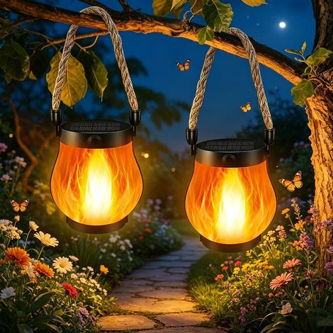 Solarlaterne, Flackernde Flamme, Usb-ladefunktion, Ip44 Wasserdicht, Abs, Für Garten, Einfahrt, Terrasse