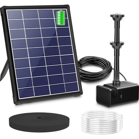 Solarpumpe, 3000-mah-akku, 10 Düsen, Glasscheibe, Gartenteich