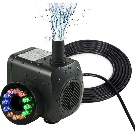 Tauchpumpe, Einstellbare Fördermenge 800 L/h, Keramikmotor, 12 Leds, Für Aquarium Und Garten