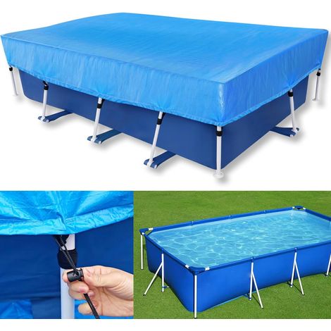 Poolabdeckung 450 X 220 Cm, Dickes Polyethylen, Seile Und Schlaufen, Uv-beständig, Für Rechteckige Pools