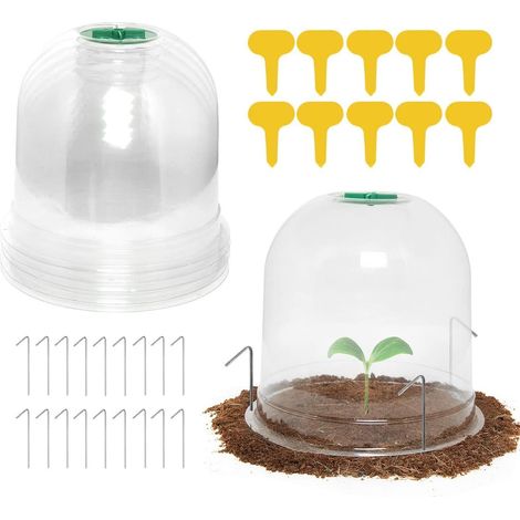 Glasglocken, Durchmesser 26 Cm, Höhe 20 Cm, Transparentes Pvc, Mit Erdspieß Und Etikett, Für Den Hausgarten
