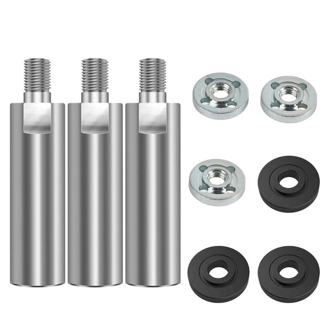 Verlängerungsstange für Universal-Winkelschleifer M14 - 80 mm - 45 Stahl Silber - 2-teiliges Set mit Flansch und Sicherheitsmutter zum Polieren und