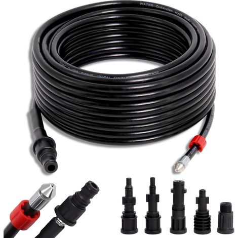 X 20 M Reinigungsschlauch, 5 X Adapter, 180 Bar, 60 °c Für Abflussreinigung, Küche, Bad, Garten