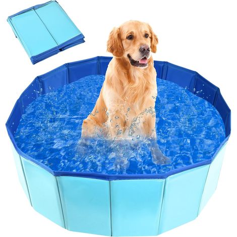 Faltbarer Swimmingpool, Pvc-material, Rutschfester Boden, Seitlicher Abfluss, Für Hunde Und Katzen