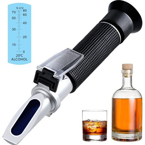 Alkoholrefraktometer, Messbereich 0-80%, Temperaturkompensation 10-30°c, Für Destillierte Spirituosen