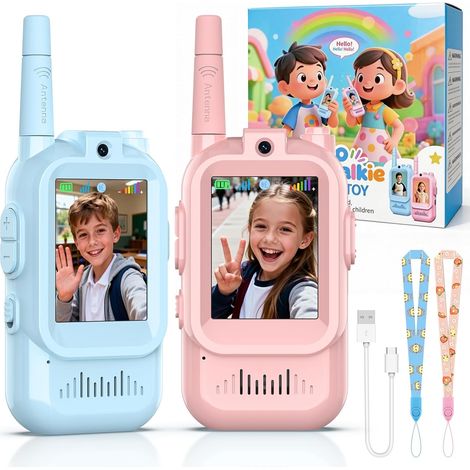 2er-pack Walkie-talkies, Hd-bildschirm, Stimmverzerrer, Große Reichweite, Spielzeug Für Kinder Von 3-12 Jahren