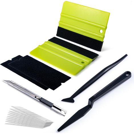 Set Bestehend Aus Klebefolien, Tönungswerkzeugen, Filzrakel, Universalmesser, Ersatzklingen Und Autozubehör
