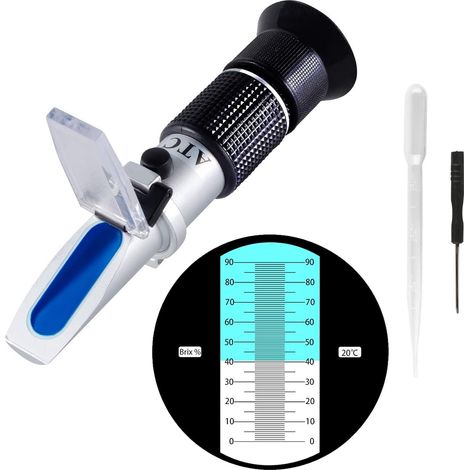Brix-refraktometer 0–90 %, Hochpräzise Zuckermessung (atc), Für Früchte, Honig, Sirup Und Saft