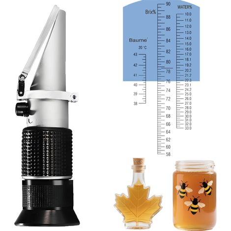 Brix-refraktometer, Feuchtigkeitsmessung, Skala 58-90 %, Für Honig, Marmelade, Sirup