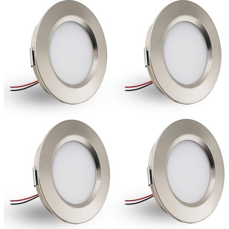 Set Mit 4 Led-einbaustrahlern, Dimmbar, 12 V, Extra Flach (14 Mm), Schutzart Ip44, 55-mm-einbauöffnung, Für Badezimmer Und Wohnmobile