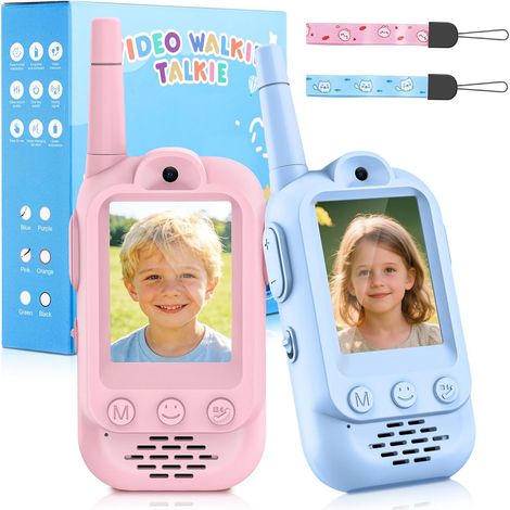 Set Mit 2 Walkie-talkies, 2-zoll-bildschirm, Integrierte Kamera, Stimmverzerrer, Usb-c-aufladbar, Outdoor-spielzeug Für Kinder