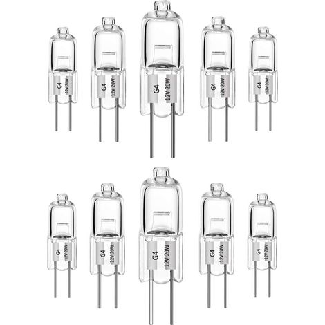 10 Halogenlampen G4, 20 W, 12 V, Warmweiß (2700 K), Klare Kapsel, Für Den Innenbereich