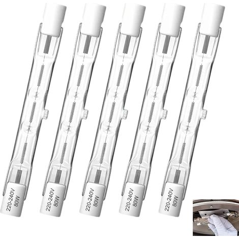 5er-pack R7s-glühbirnen, 78 Mm, 80 W, 1050 Lm, 2800 K, Doppelseitig, Sicherheitsglühbirne