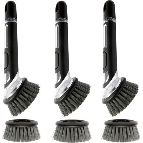 3-teiliges Spülbürsten-set Mit Spender, Nylon-ersatzköpfen Und Ergonomischem Griff Für Töpfe Und Pfannen