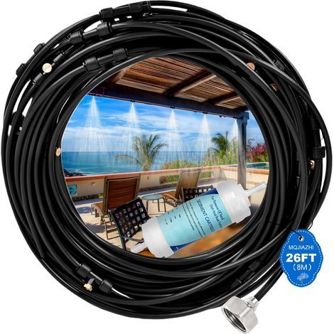 X 8 M Nebelsystem-set. Pu-schlauch Und Messingdüsen. Kühlung Für Garten, Terrasse Und Pool